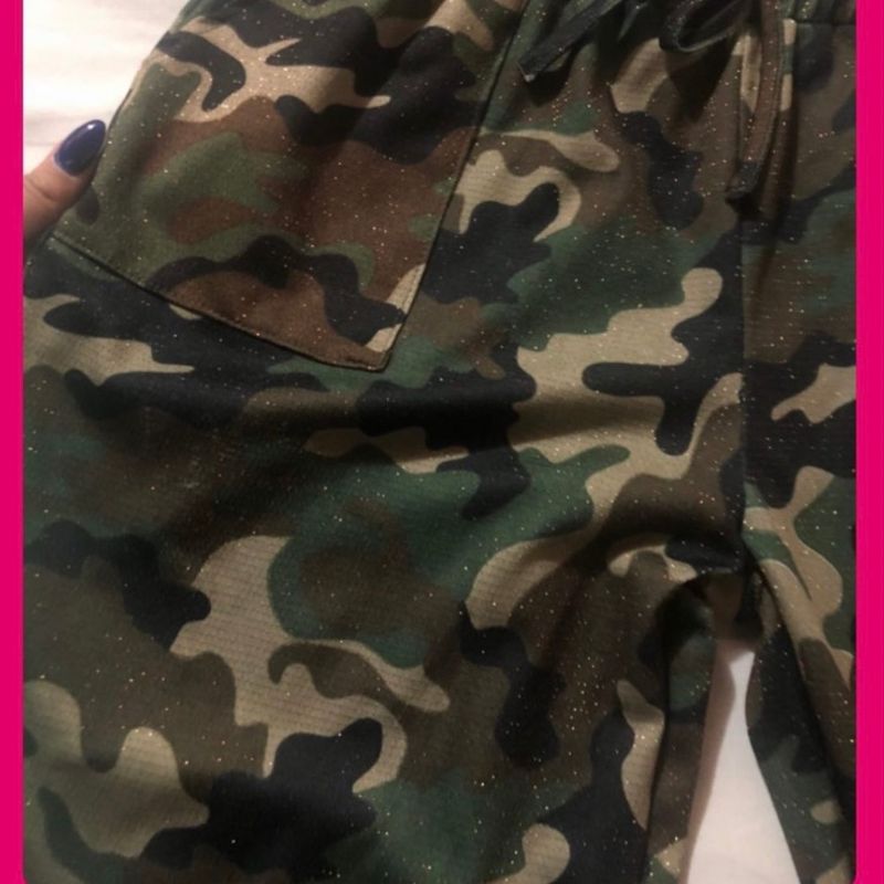 Calça store lurex camuflada