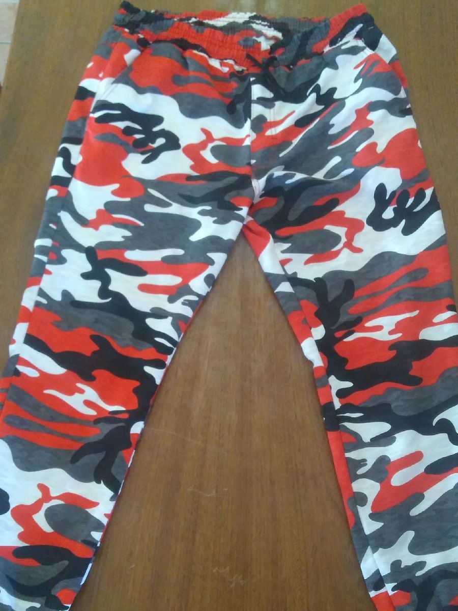 calça camuflada masculina vermelha