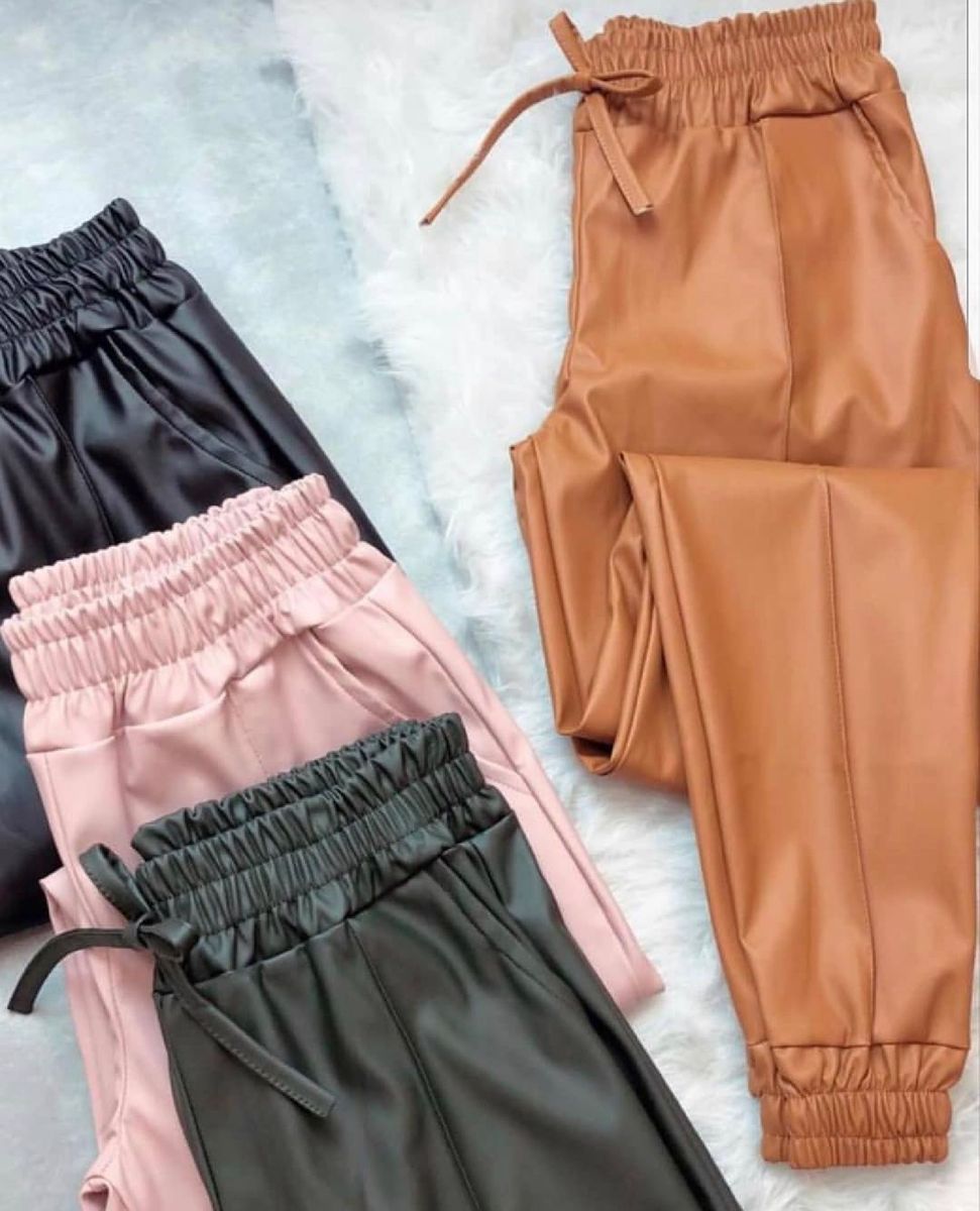 calça jogger couro feminina