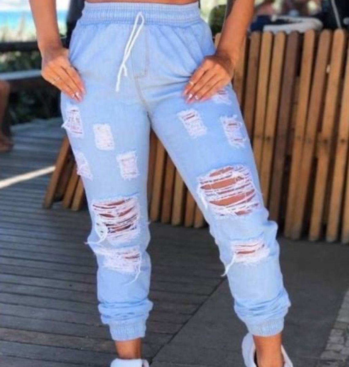 Calça jogger 2024 jeans destroyed