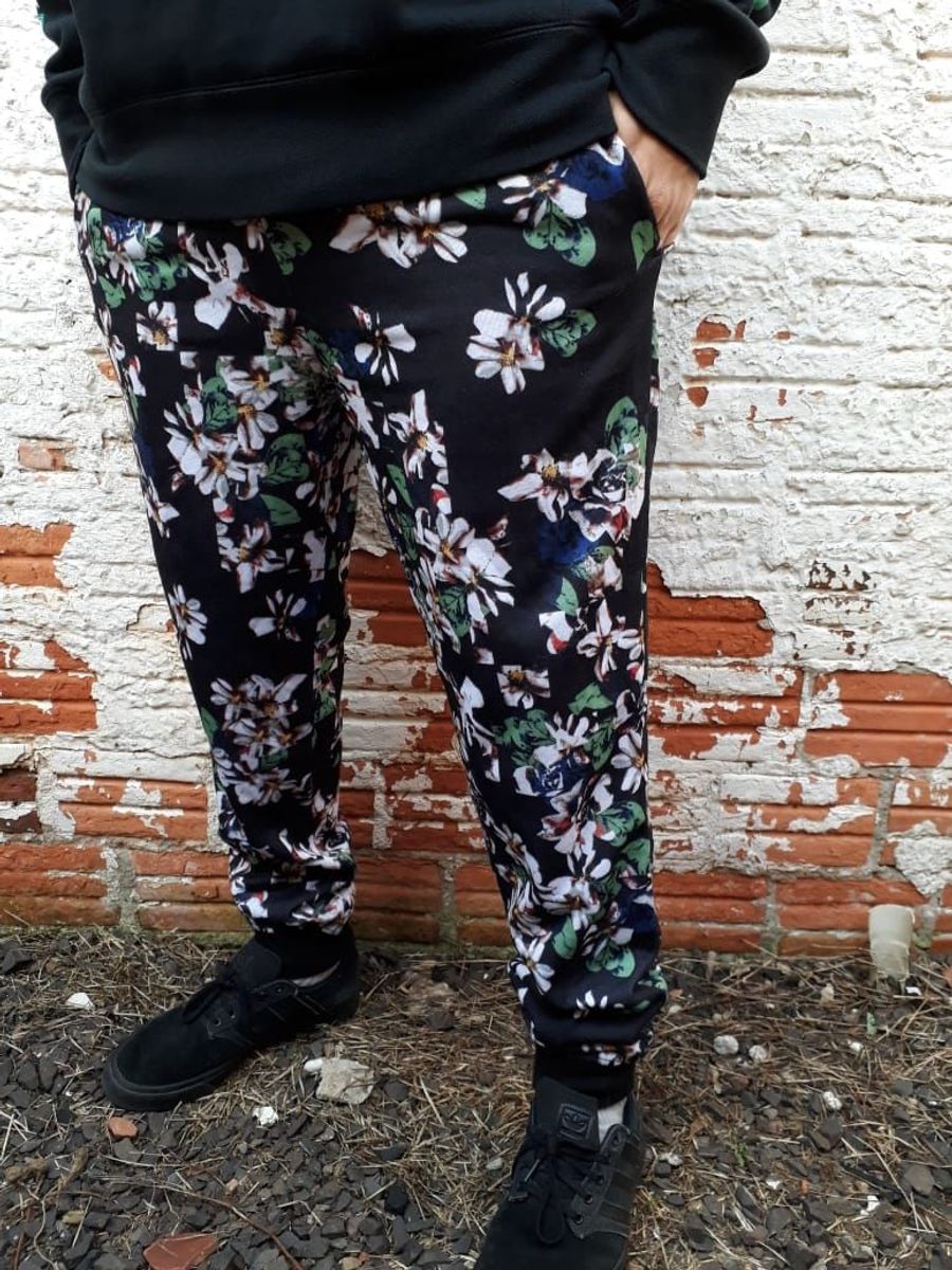calça floral masculina