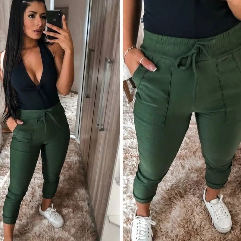 Calça jogger feminina verde militar cheap