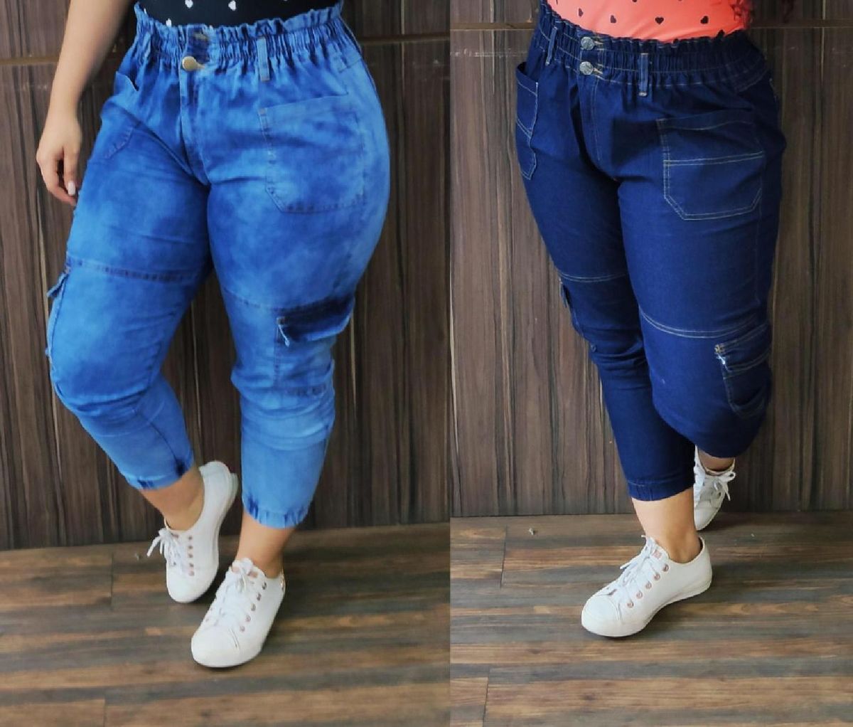 calça jogger jeans plus size