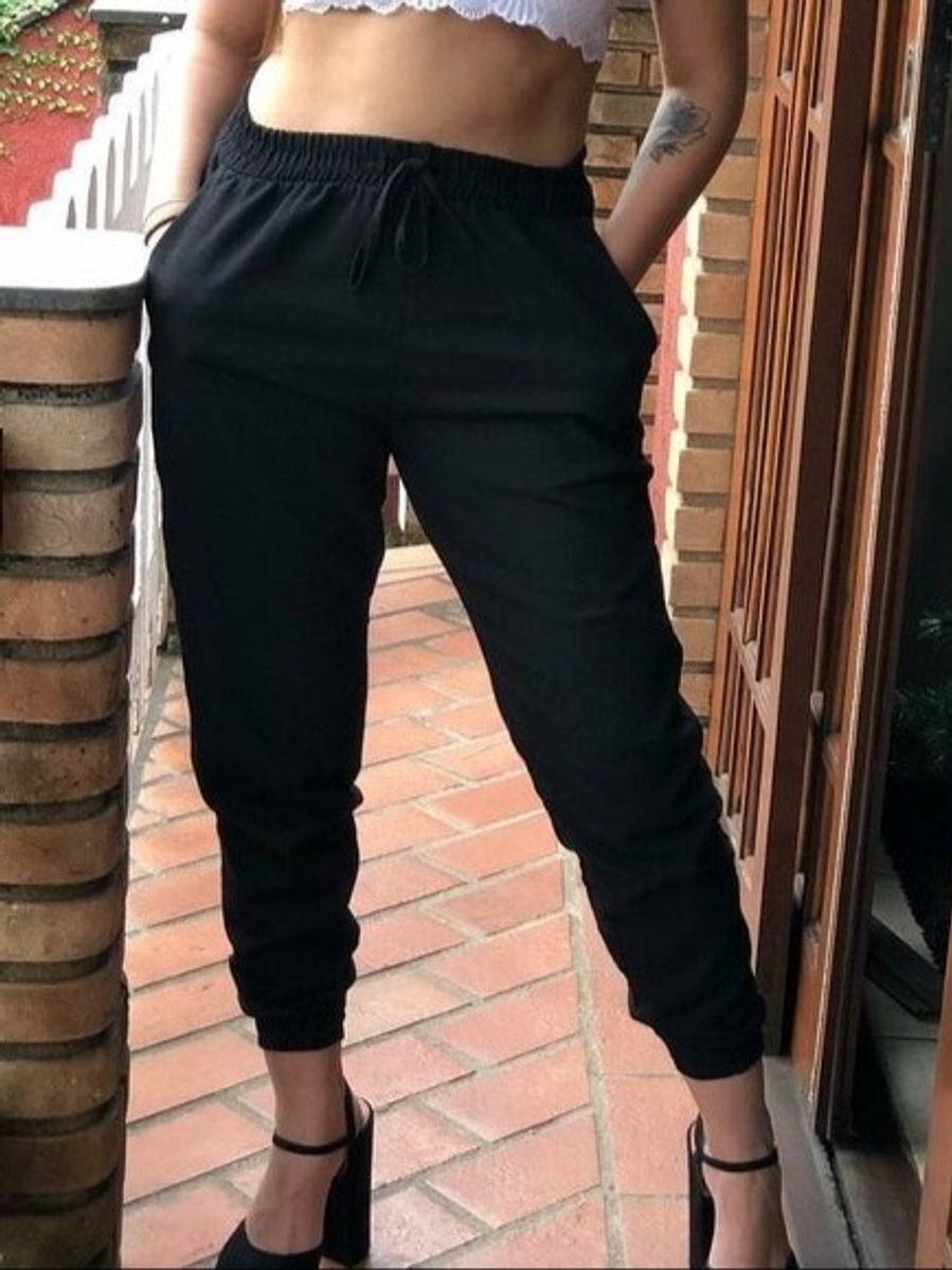 calca jogger linho preta