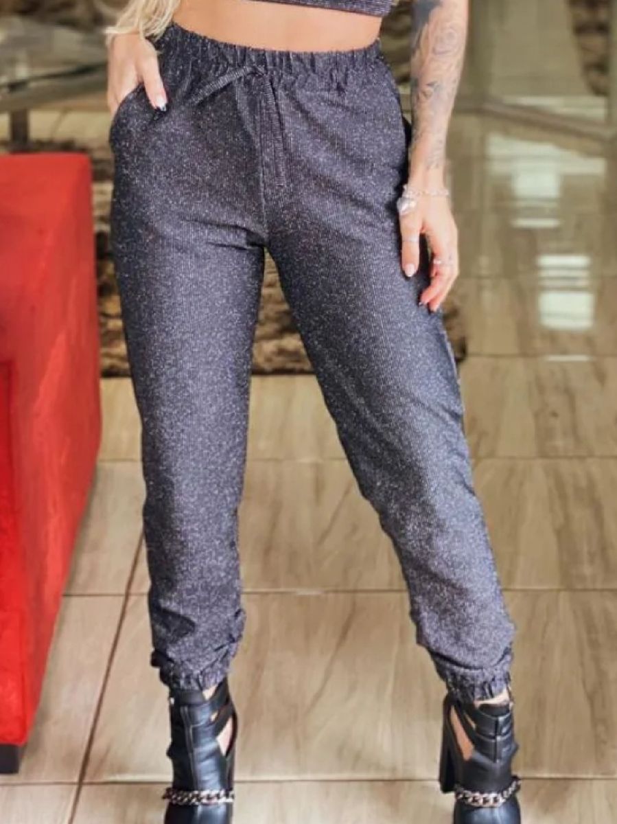 Calça hot sale jogger brilho