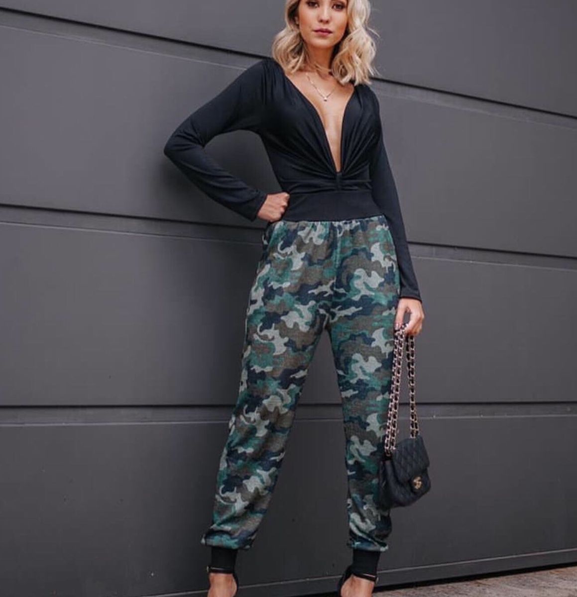 calça lurex militar