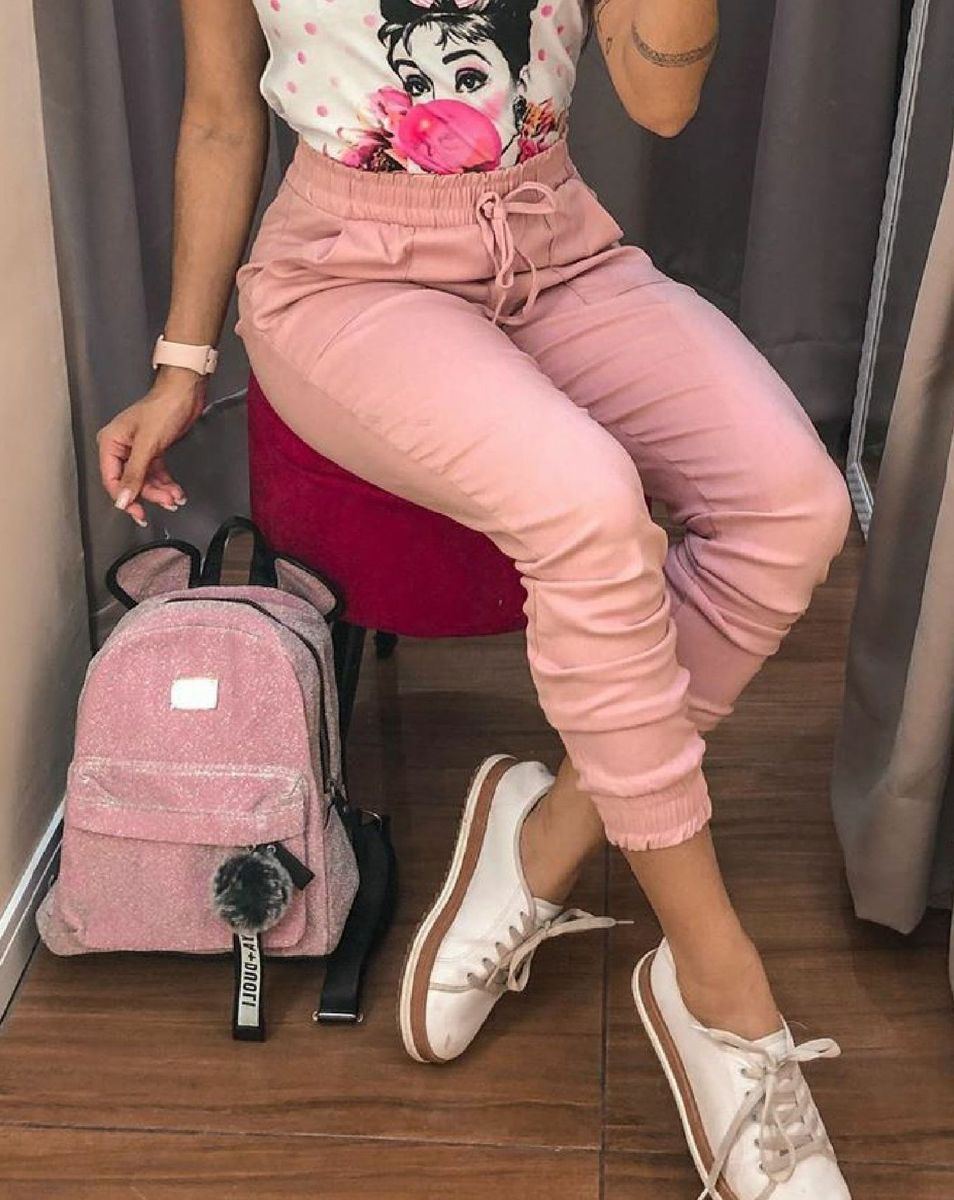 calça jogger rosa