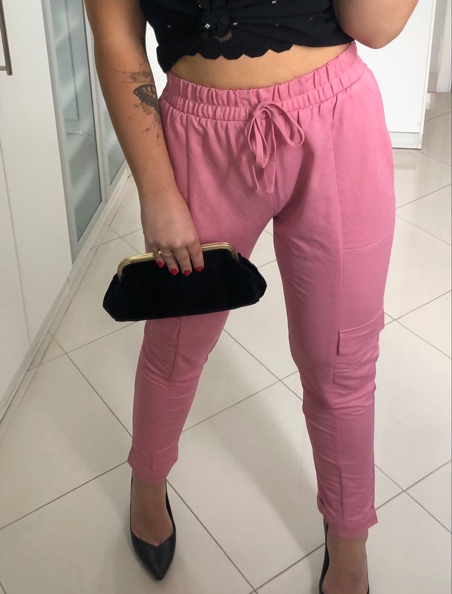 calça jogger rosa