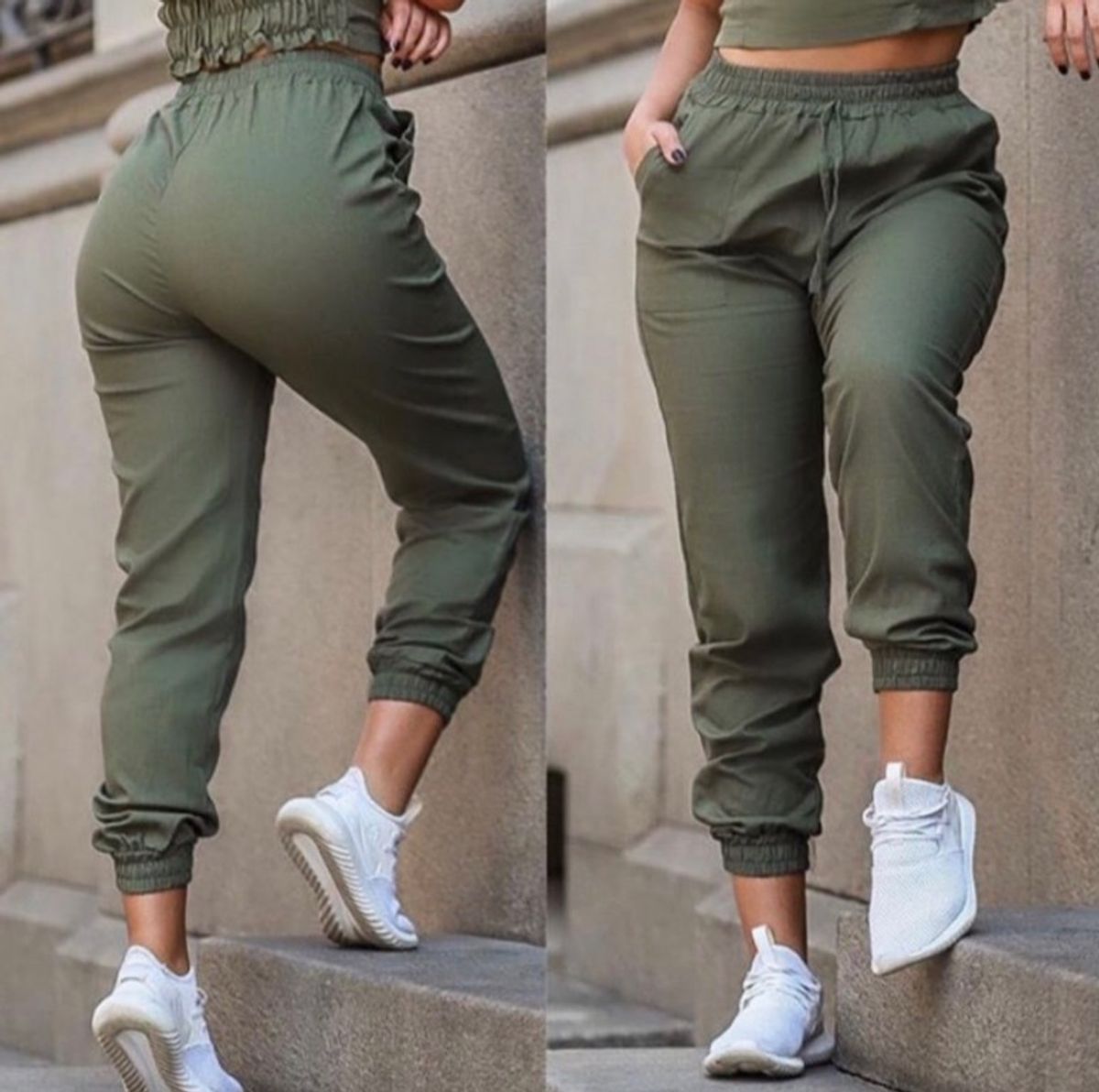 calça jogger verde militar feminina
