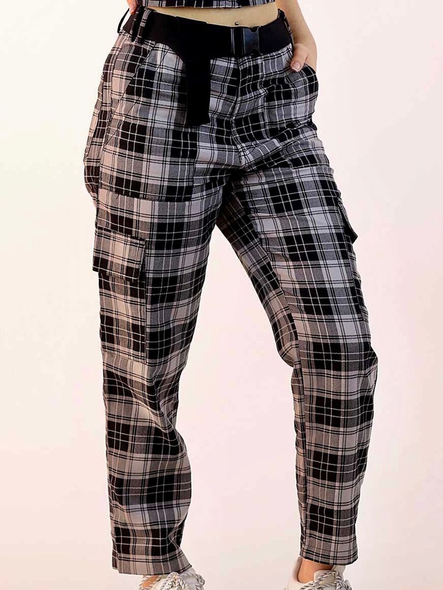 calça jogger feminina xadrez