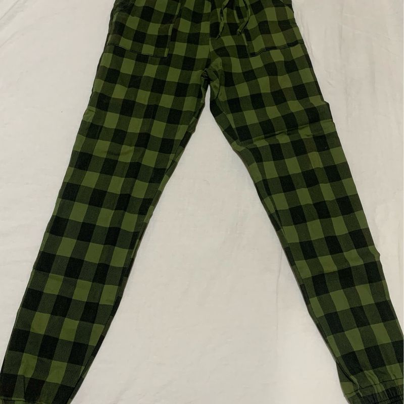 Calça Jogger Xadrez Verde e Preto Calça Feminina Usado 96732006