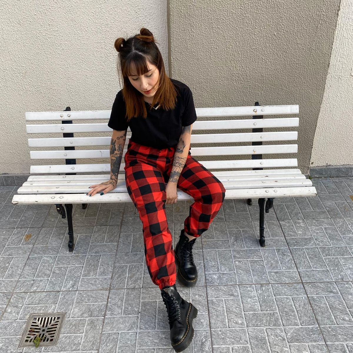 Calça Jogger Xadrez Vermelha Calça Feminina Made Of Glass Nunca Usado  44109871 enjoei