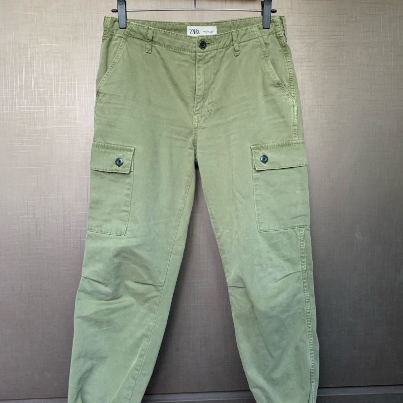 Calça Jogger Zara Sarja Verde Militar