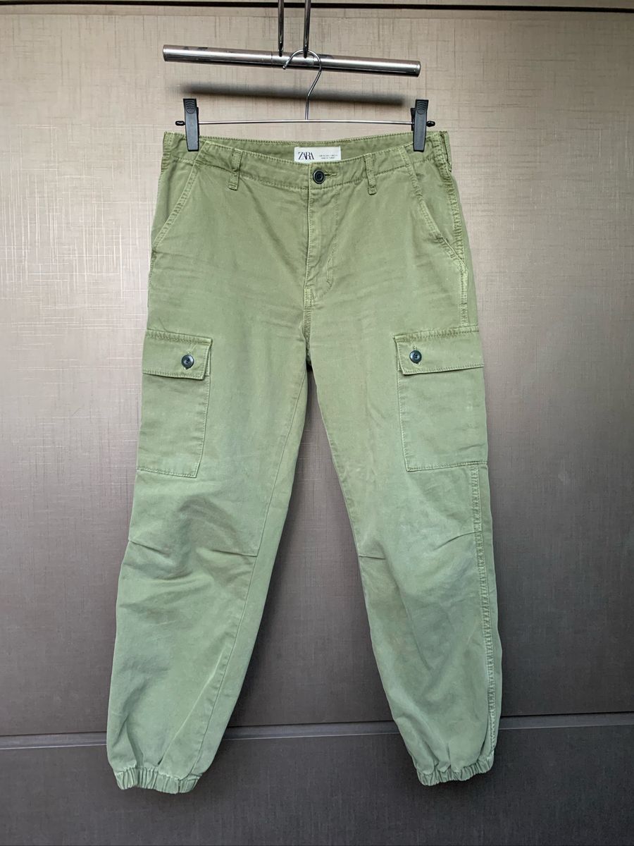 Calça Verde Jeans Cargo Zara, Calça Feminina Zara Usado 86360103