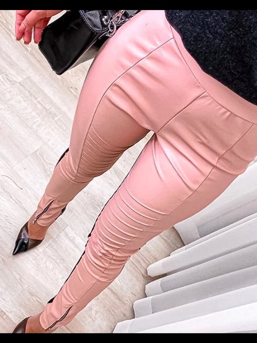 Calça legging store couro na frente