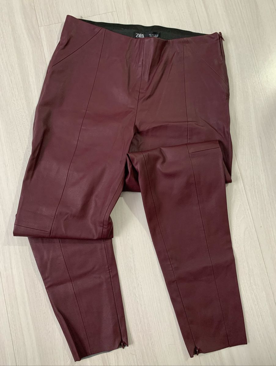 calça couro fake zara