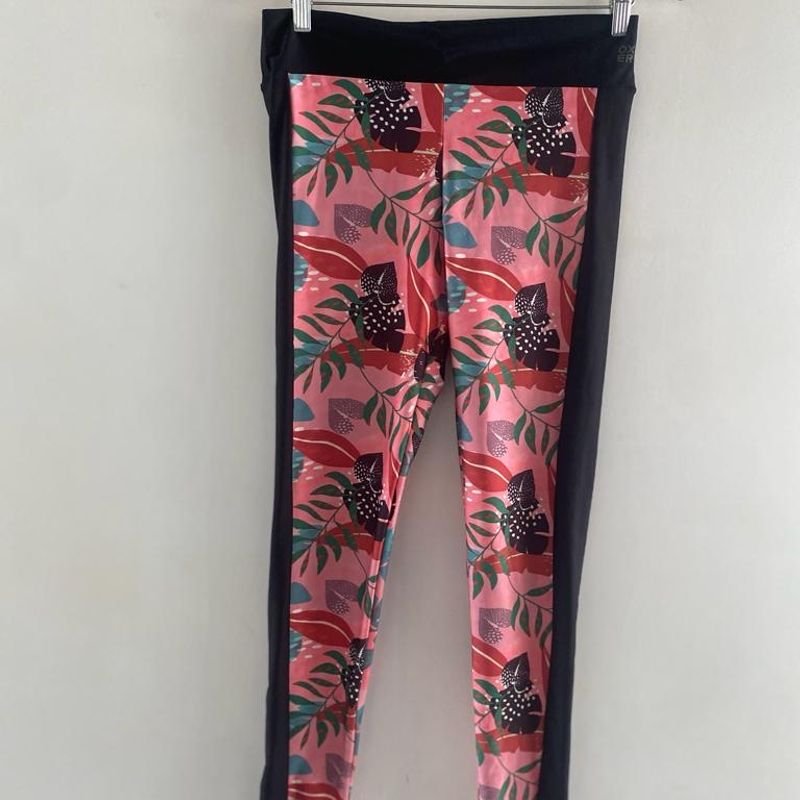 Calça Legging de Academia Oxer Estampada Floral Na Cor Rosa com