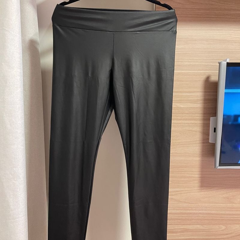 Calça Legging Efeito Couro Preta Tamanho G Calzedonia Calça