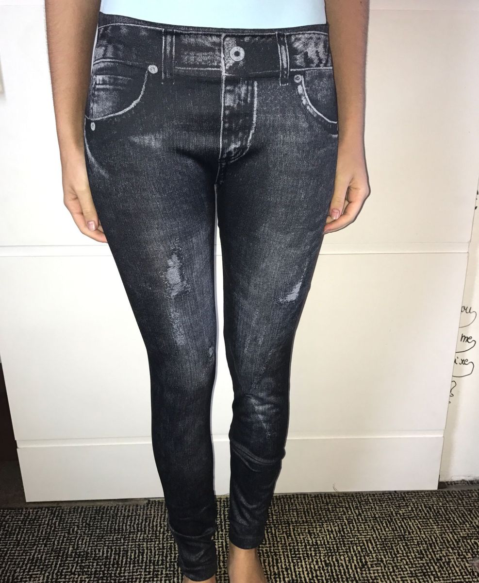 calça imita jeans feminina