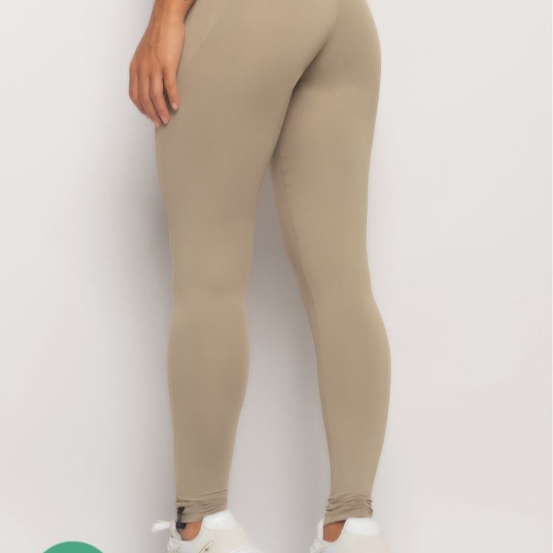 Calça Legging Preta com Detalhe Nude