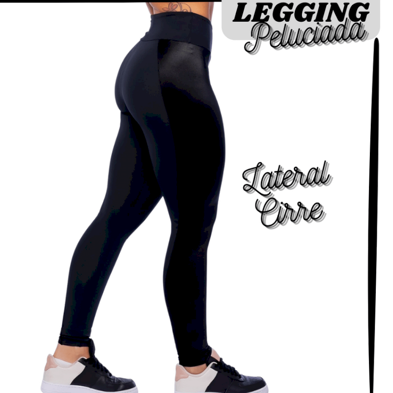 Calça Legging Peluciada Grossa Lateral com Detalhe em Cirre / Cor