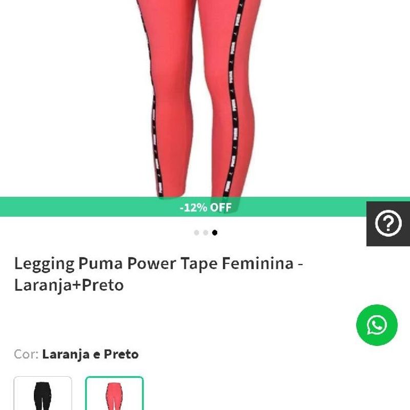 Legging Puma Power Tape Feminino 849949-35 - Laranja/Preto