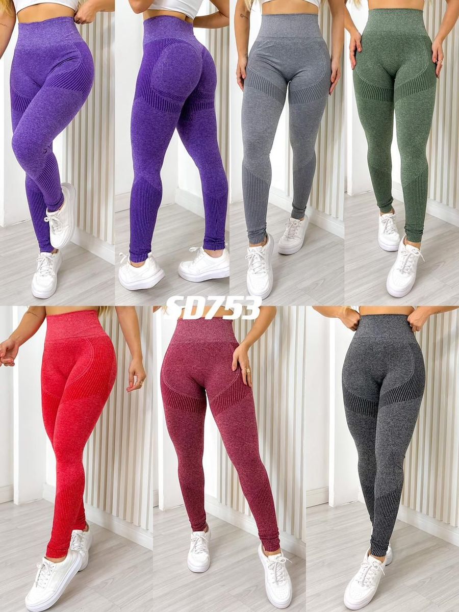 Calça Legging Sem Costura Levanta Bumbum Yoga Academia Alta