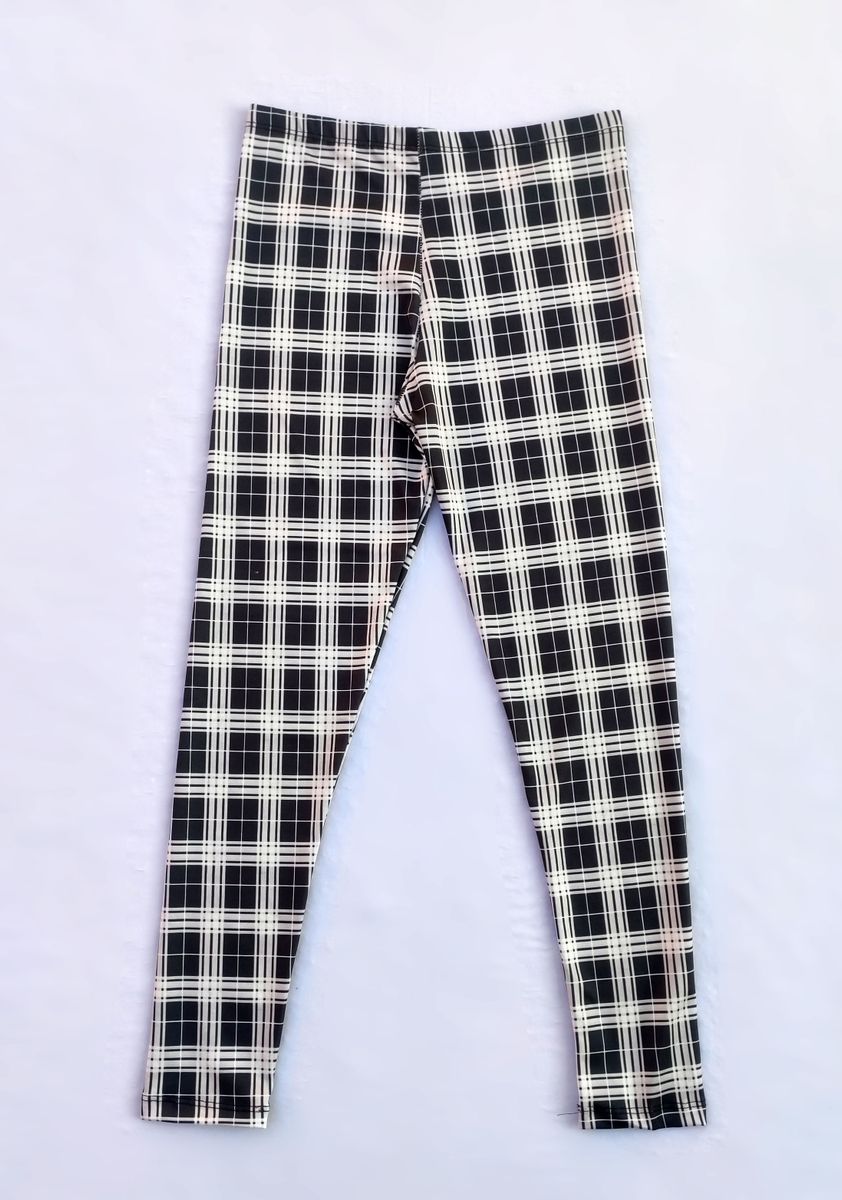 legging xadrez preto e branco