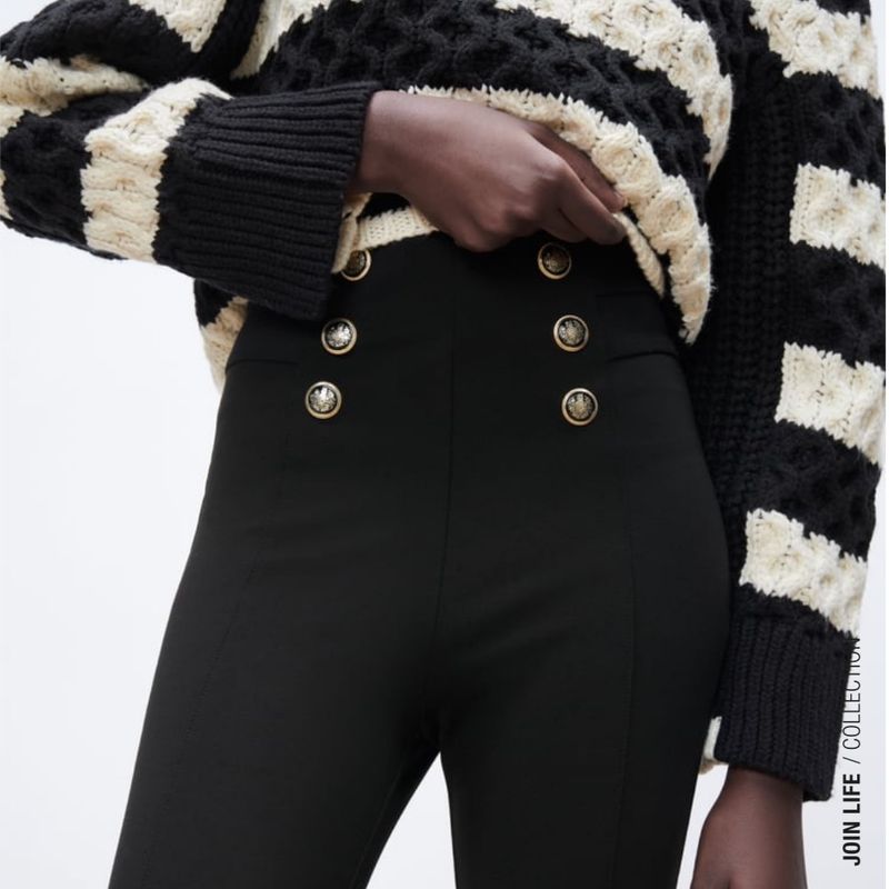 Legging Zara com Botões Dourados  Calça Feminina Zara Nunca Usado