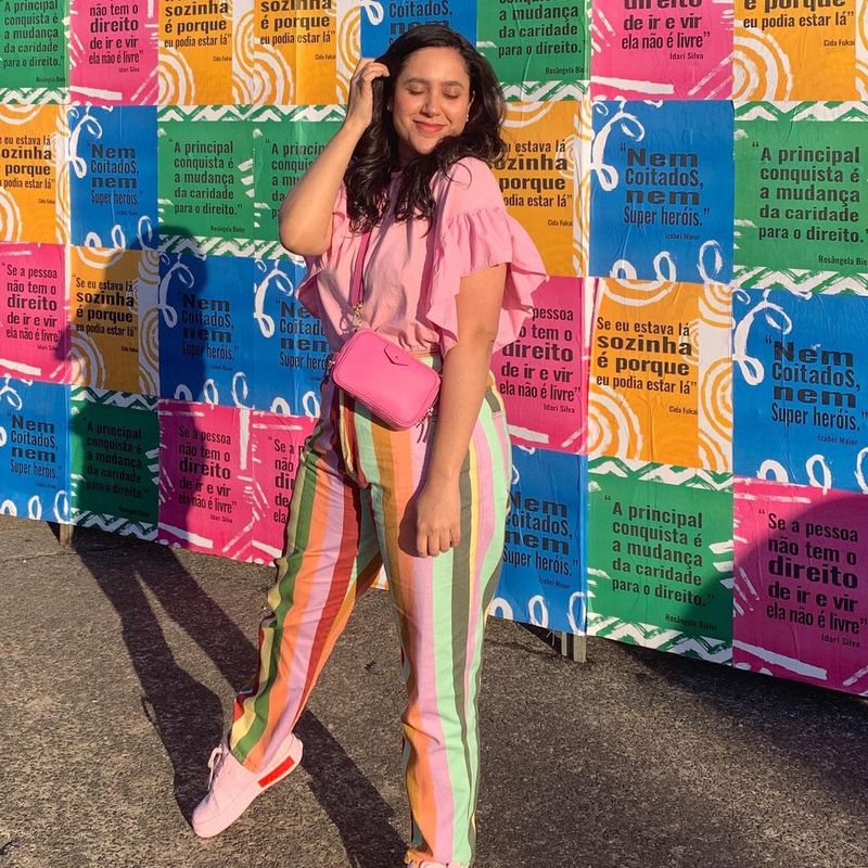 Calça Listrada Colorida Farm Farm Usado 105118073 enjoei