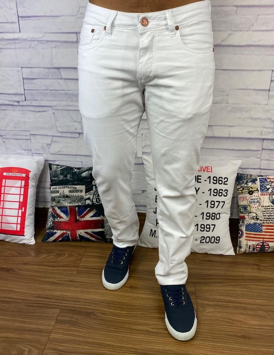 calça jeans branca masculino