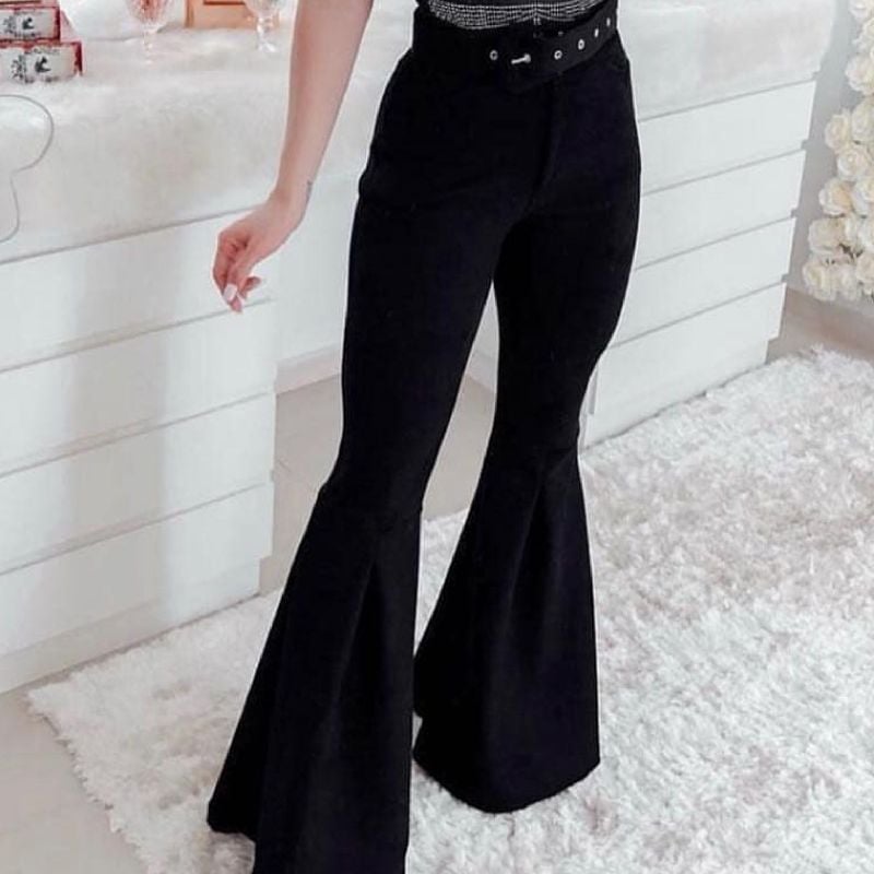 Calça maxi flare store preta