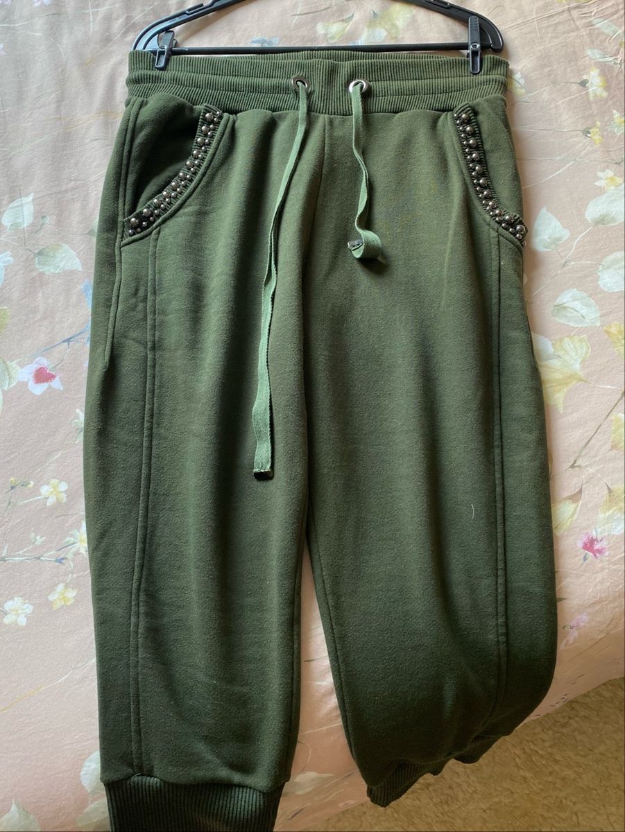 Calça moletom sales verde militar feminina