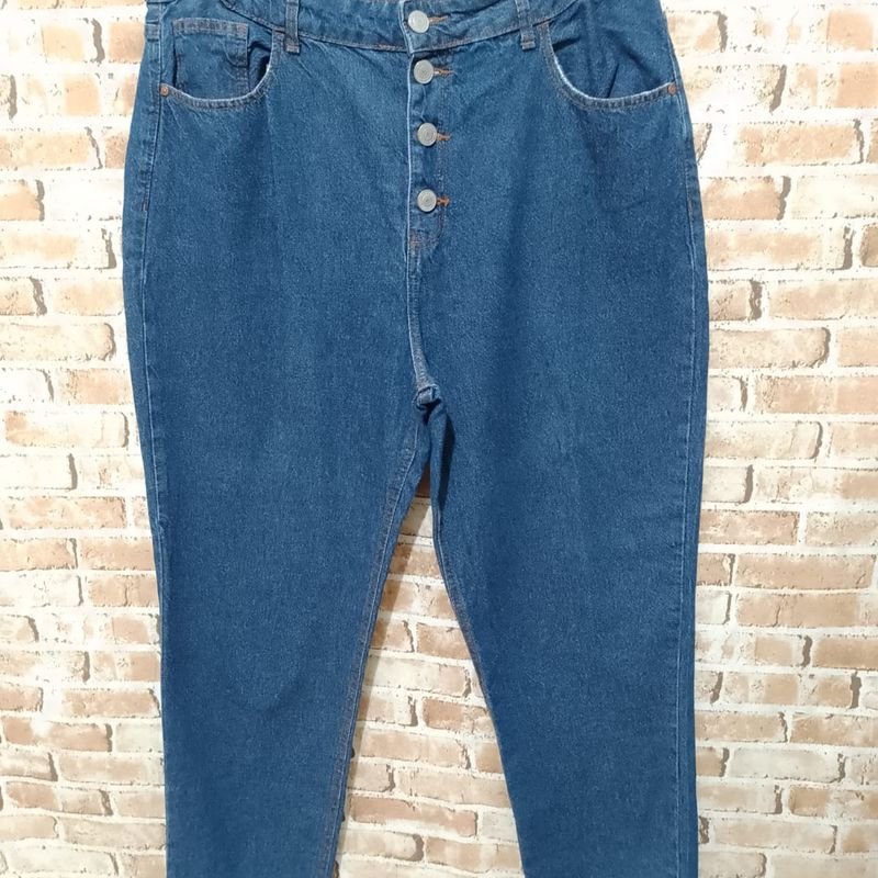 C&A Calça Mom Jeans Plus Size Cintura Super Alta Azul Claro 