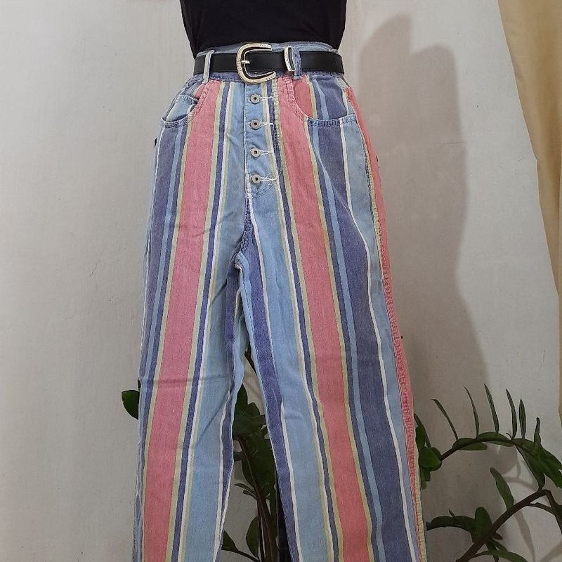 Calça mom hot sale listrada