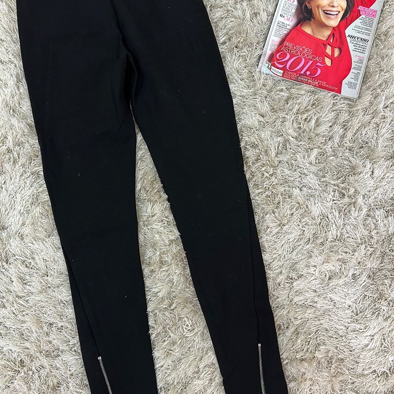 Calça Montaria Preta com Zipper, Calça Feminina Members Mark Usado  87900512