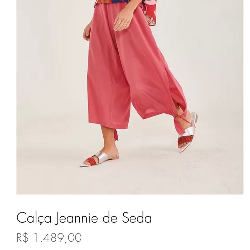 Calça pantacourt de store seda