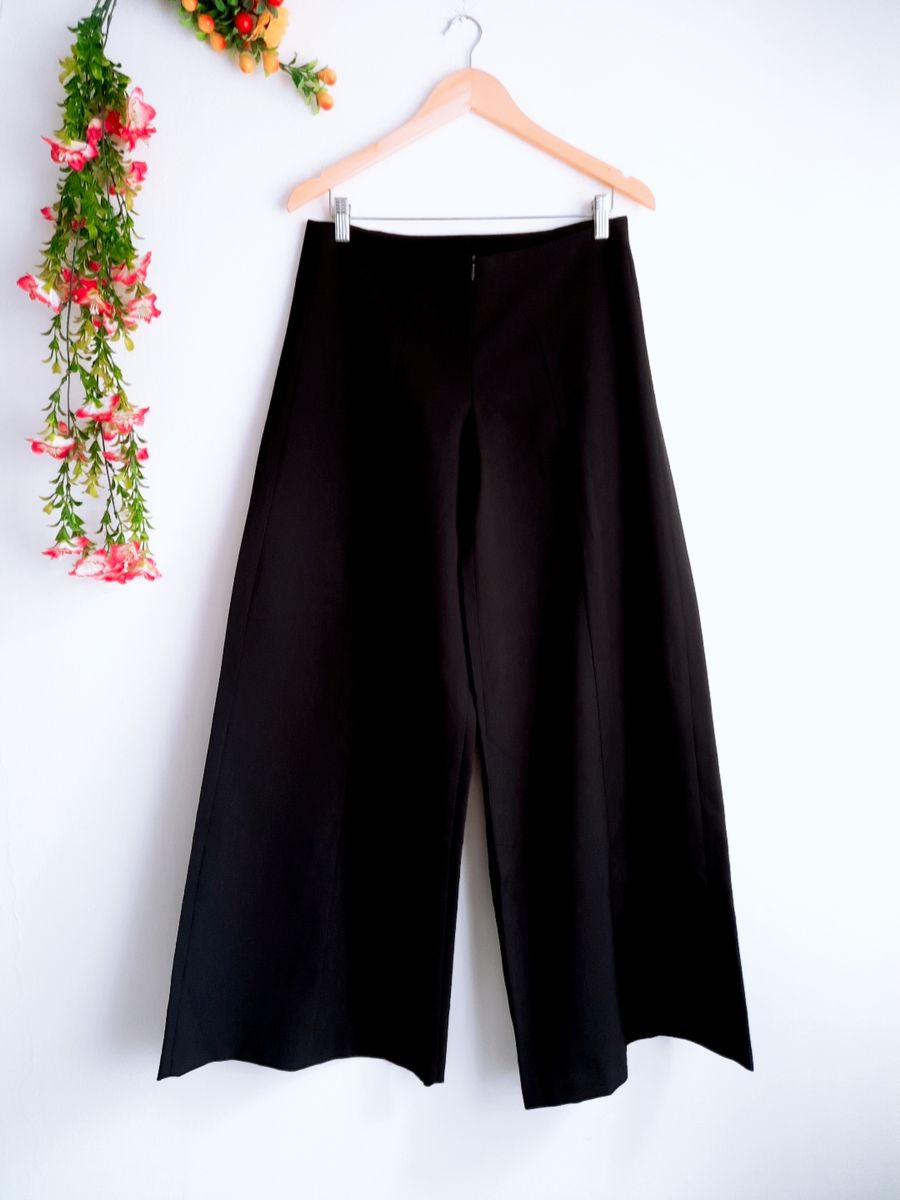 Calça Pantalona Alfaiataria Social Oxford Preta | Calça Feminina ...