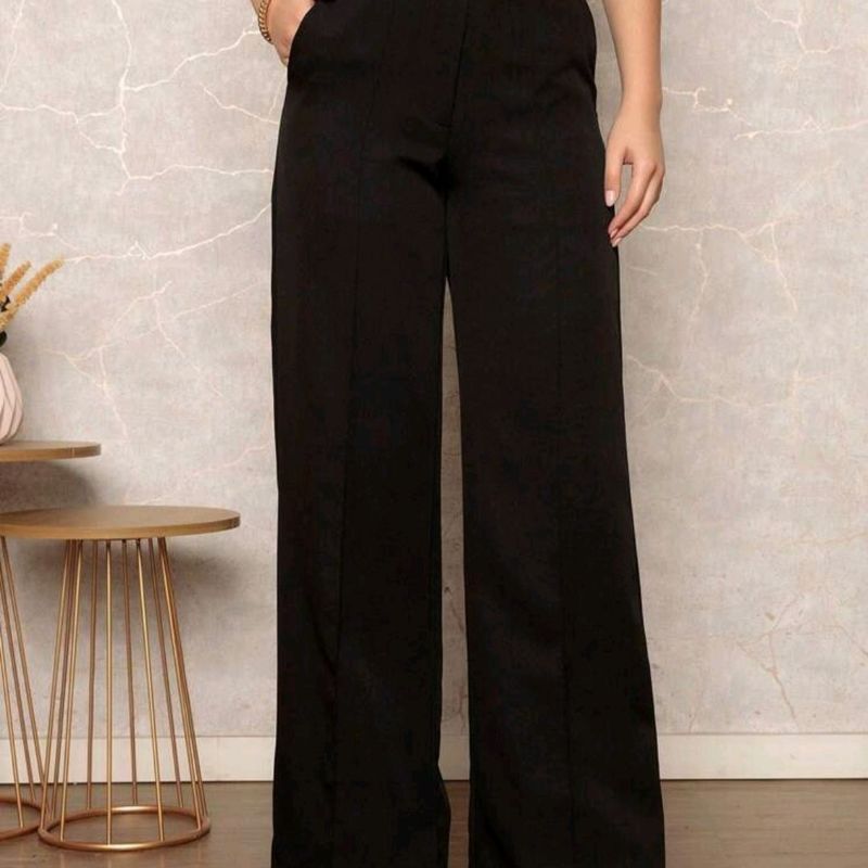 Calça Pantalona de Linho Preta Nunca Usado 110655456 enjoei
