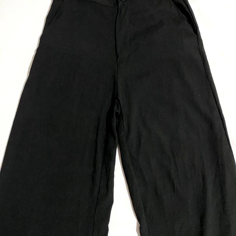 Calça Jeans Feminina Pantalona Wide Leg Preta Lisa - Star Boutique