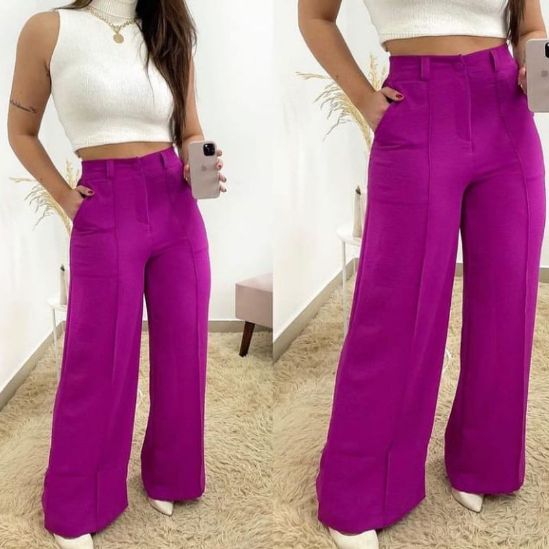 Calça Feminina Alfataiaria Virginia Blogueira Elegante Luxo Festa Linda  Social Cós Elástica Moda Pantalona Rosa - Meimi Amores - Calça Feminina -  Magazine Luiza