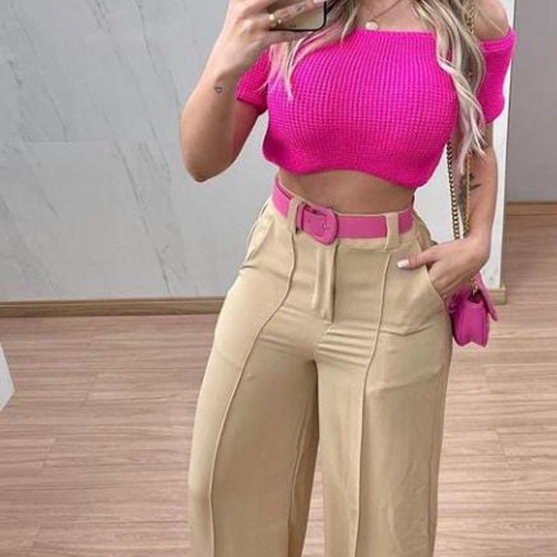 Calça pantalona baixinhas podem hot sale usar