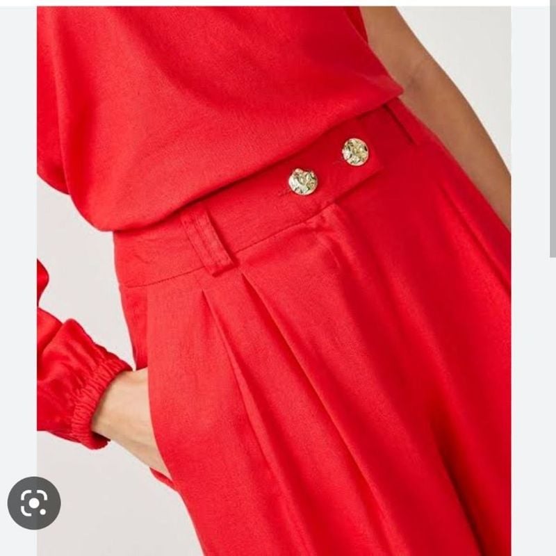 Calça Pantalona Vermelha de Linho Renner Nunca Usado 104106018