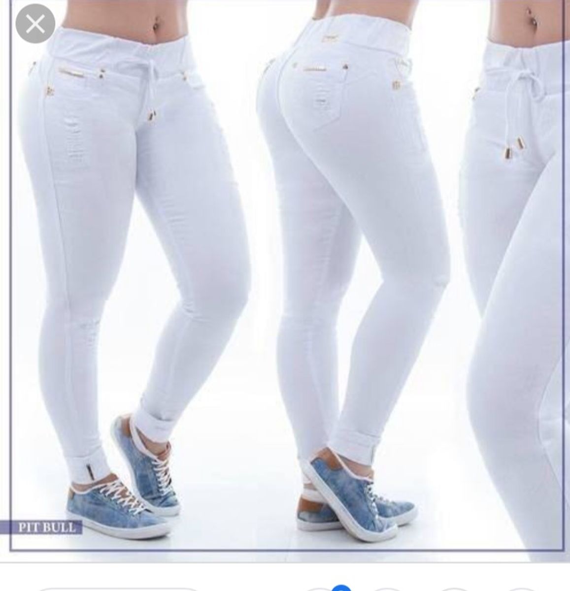 calça jeans branca feminina pit bull