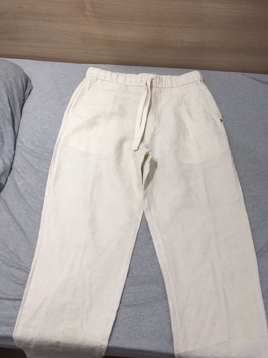 calça de linho puro masculina