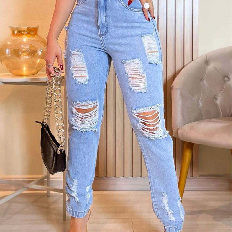 Calça rasgada hot sale jeans