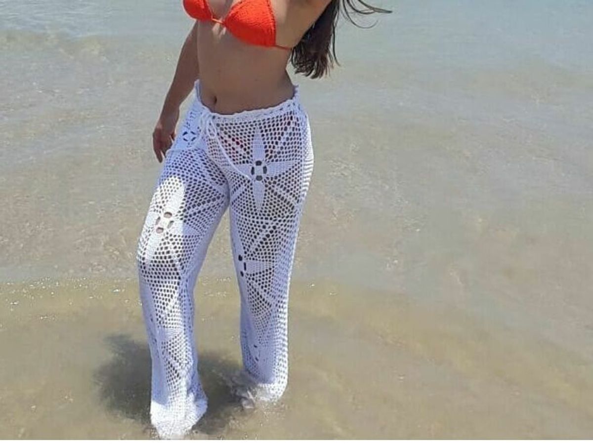 calça saida de praia de croche