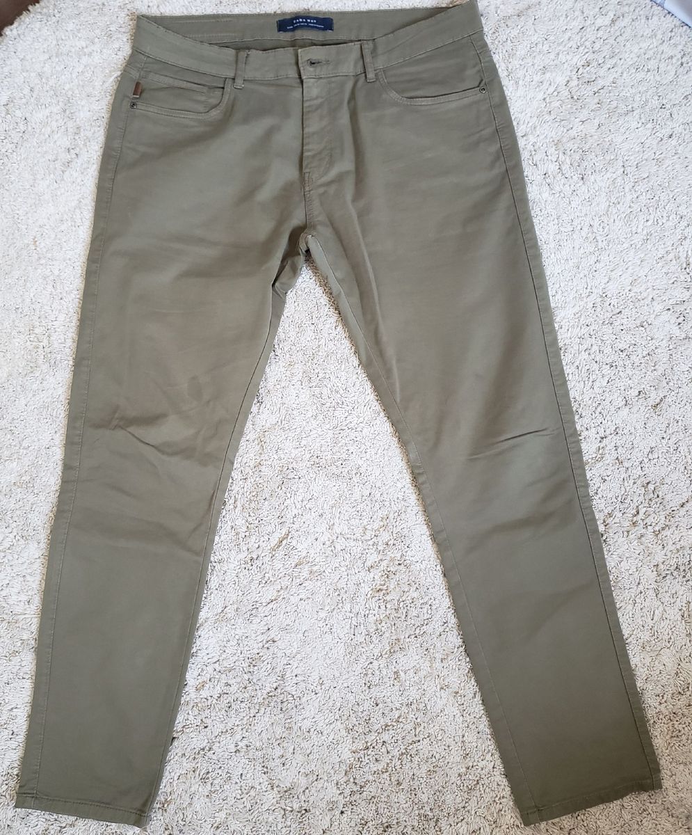 calça sarja verde militar masculina