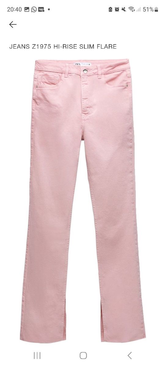 Calça Slim Flare Zara Rosa, Calça Feminina Zara Nunca Usado 95499764