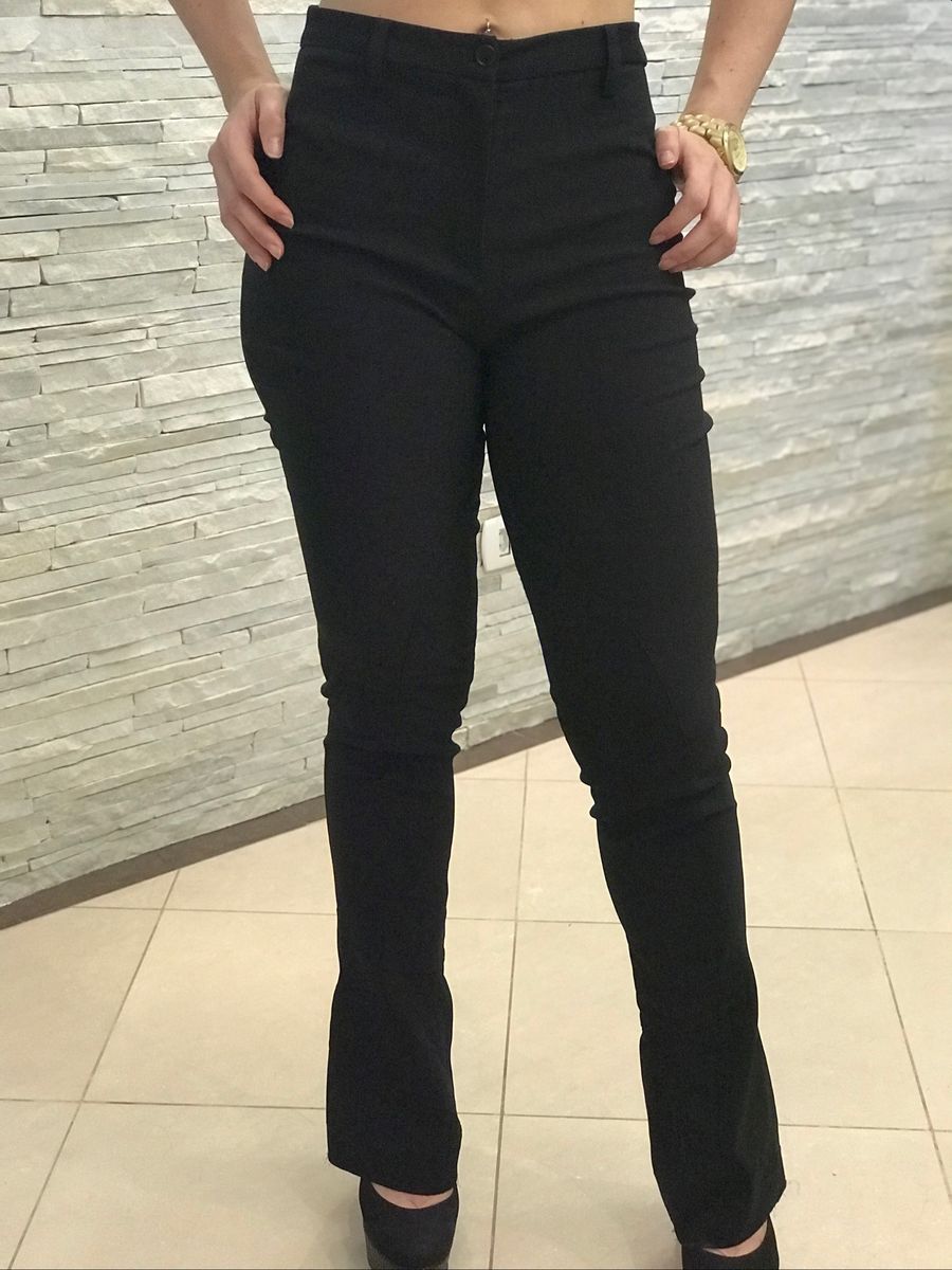 calça social feminina preta cintura alta